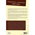 La quatrième de couverture du livre "Amulettes et Talismans Tibétains", présentant un résumé détaillé sur la tradition spirituelle tibétaine et une biographie de l'auteur, accompagnée du code-barres et du logo Piktos.