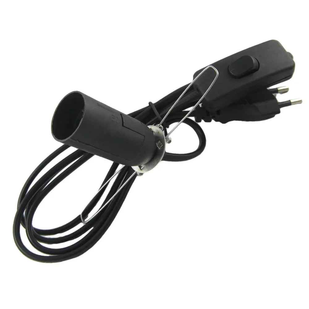 Câble d'alimentation électrique noir pour lampe de sel avec prise, interrupteur et douille à ressort