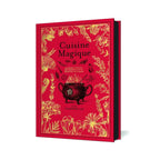 Livre Cuisine Magique par Lisa Chamberlain, guide de recettes wiccanes sur fond rouge aux dorures florales.