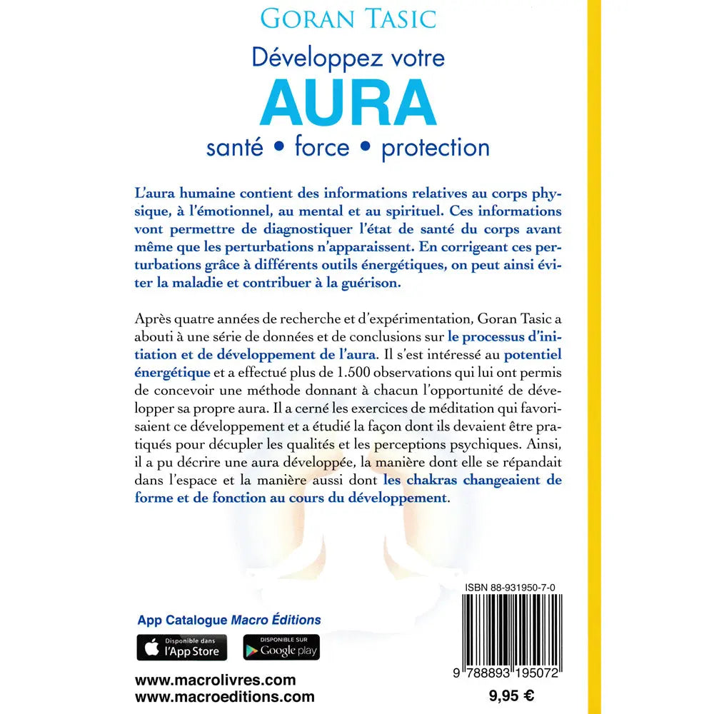 Quatrième de couverture du livre Développez votre Aura par Goran Tasic présentant le résumé et les bienfaits énergétiques.