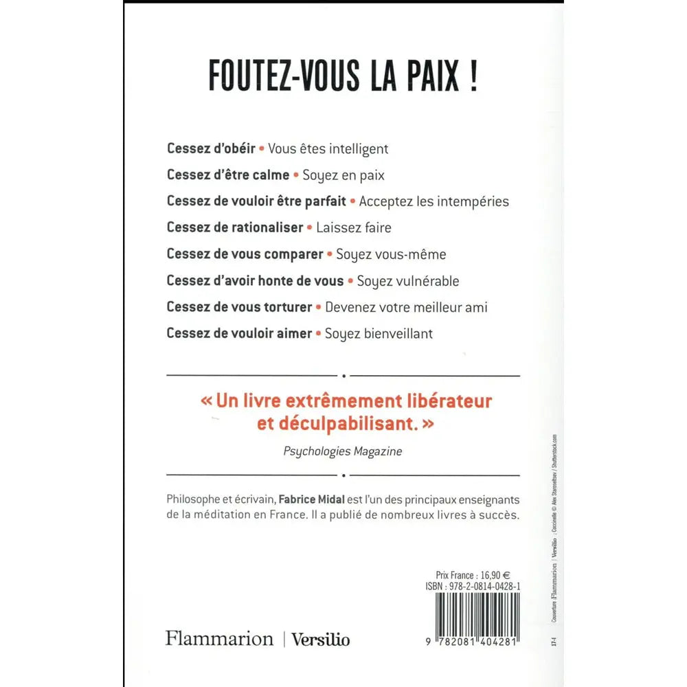 Quatrième de couverture du livre "Foutez-vous la paix !" avec résumé, prix et code ISBN.