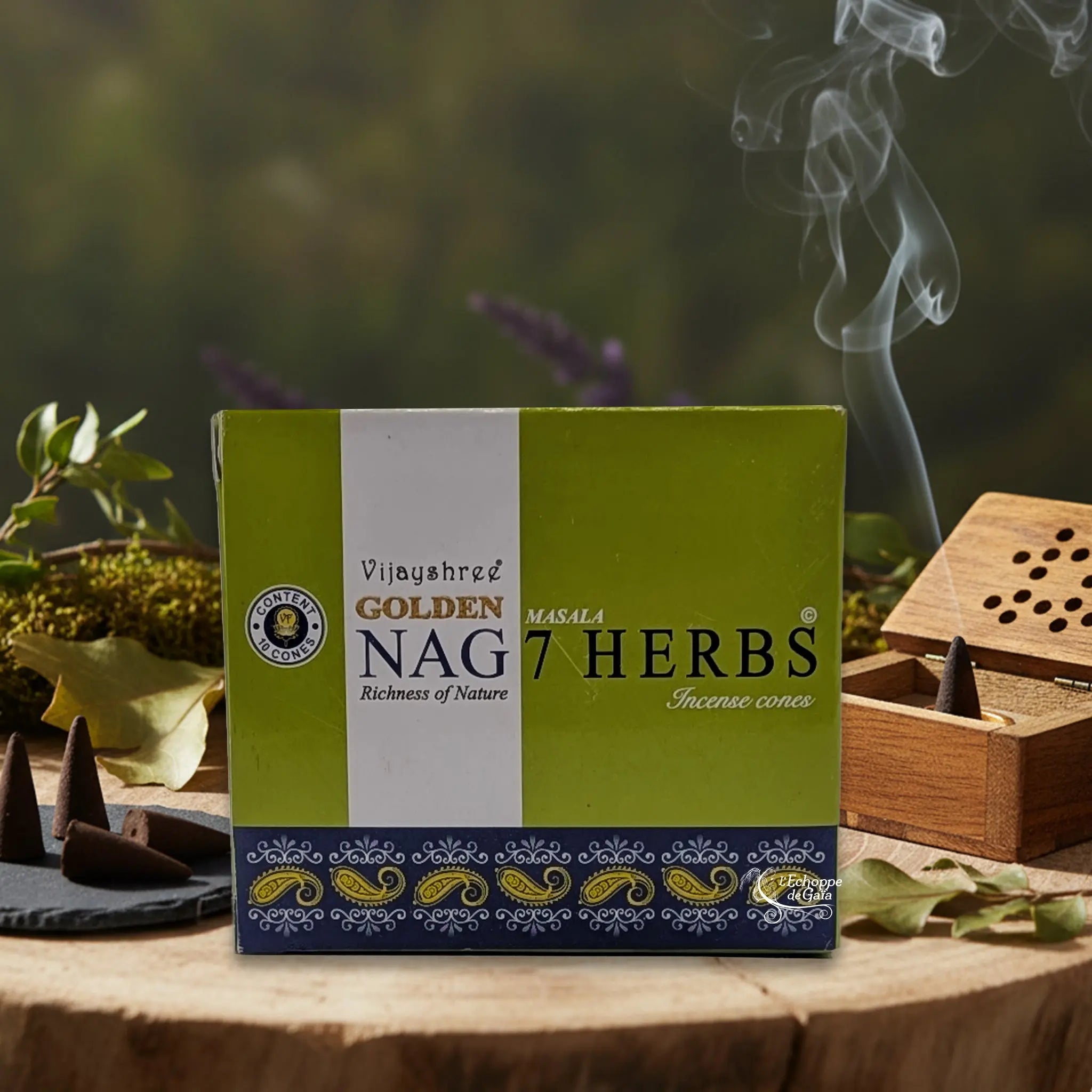 Encens Golden Nag 7 Herbs - Cônes Vijayshree Golden