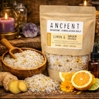 Sachet kraft de Mélange de Bain au Sel de l'Himalaya - Energisant avec agrumes frais, gingembre et fleurs de souci.