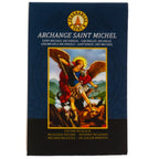 Ce carnet de papier d'encens Fragrances & Sens dédié à l'Archange Saint Michel arbore une illustration classique du saint terrassant le dragon sur fond bleu et noir.