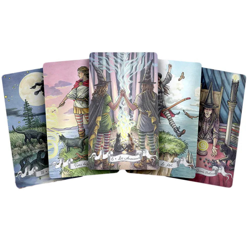 Histoires de Sorcières – Tarot (cartes) : des cartes illustrées façon conte, avec des sorcières du quotidien, parfait pour une lecture douce, intuitive et moderne.